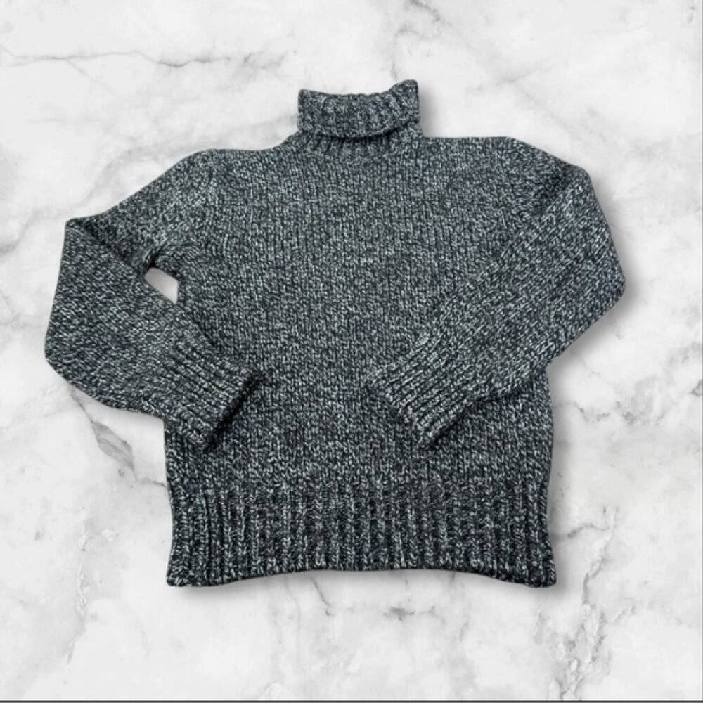 D&G Dolce & Gabbana Italian Thick Chunky Black Grey Marled Turtleneck XL Sweater